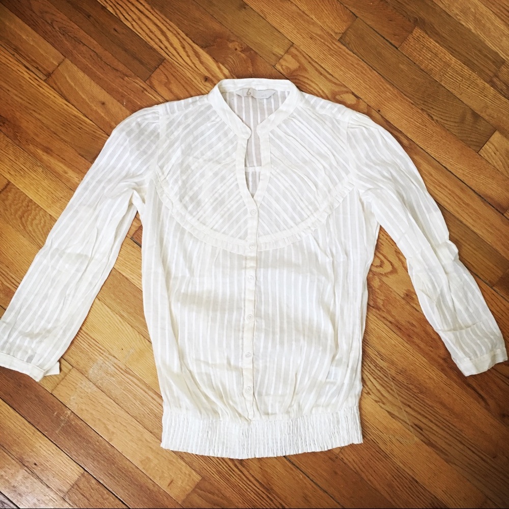NWOT Boho cream top with ruffle detail